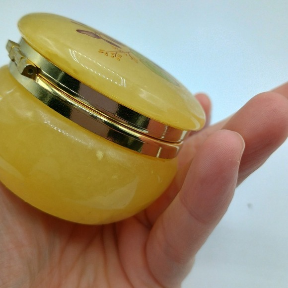 Vintage Genuine Alabaster Jewelry Trinket Hinge Floral Norstrom - Picture 7 of 10